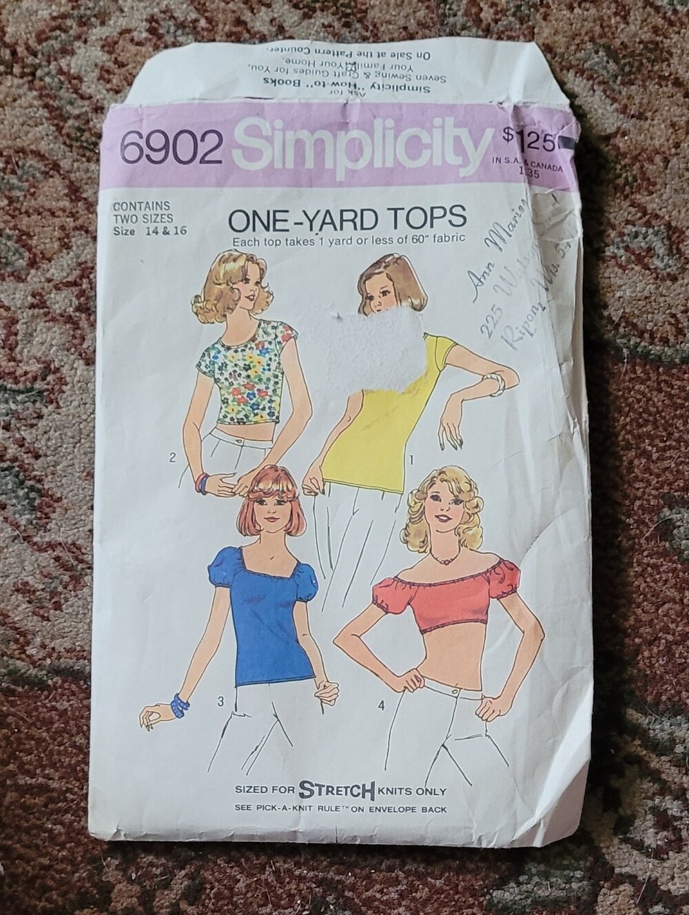Simplicity One Yard Top Pattern